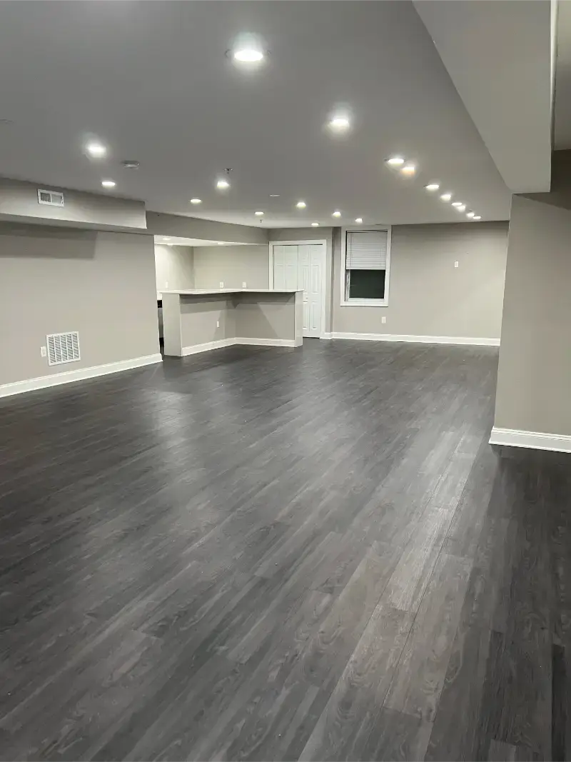 Rockville basement bar renovation with stylish lighting and decor.