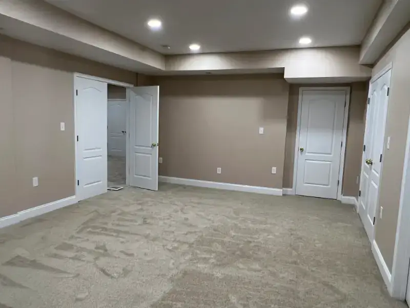 Falls Church basement renovation with a new entertainment center.