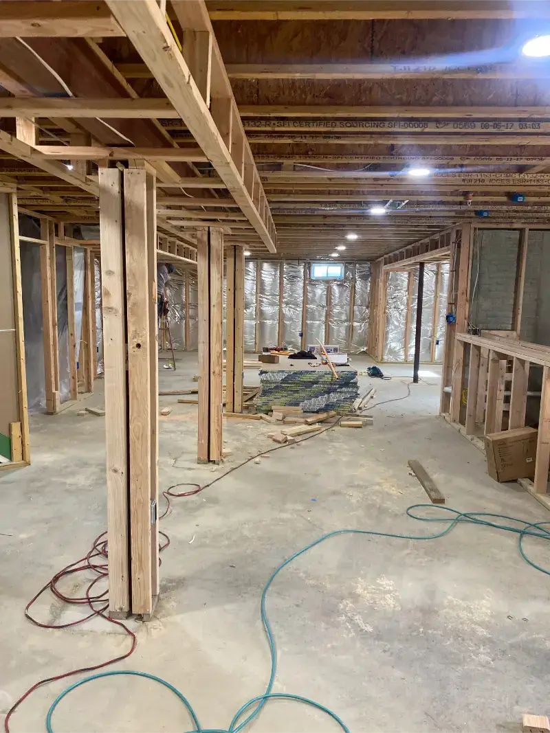 Potomac, Maryland basement renovation with open layout.