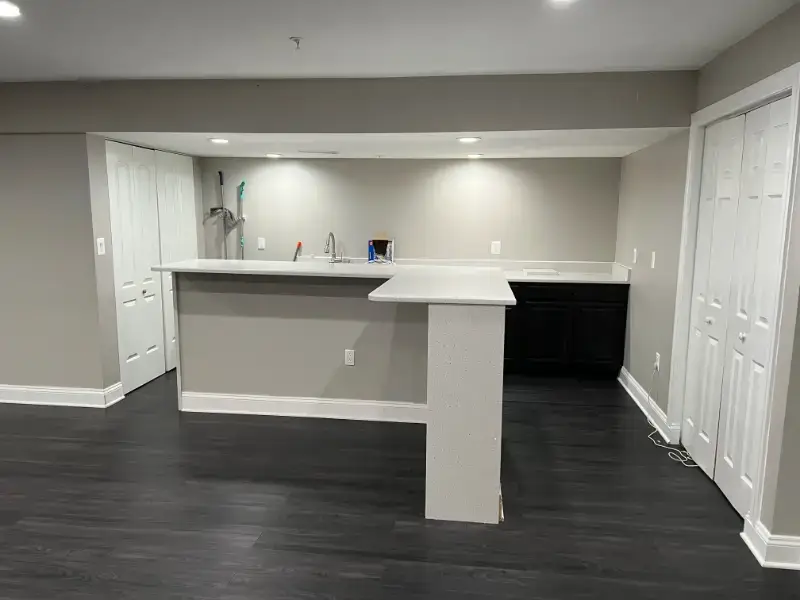 Basement finishing in Silver Spring, Maryland with modern design.