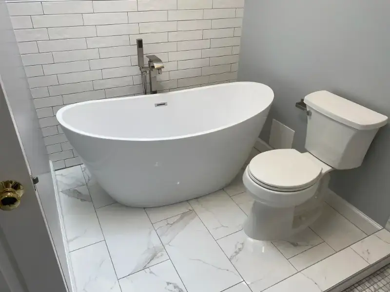 Silver Spring, MD bathroom remodel with updated shower and vanity.