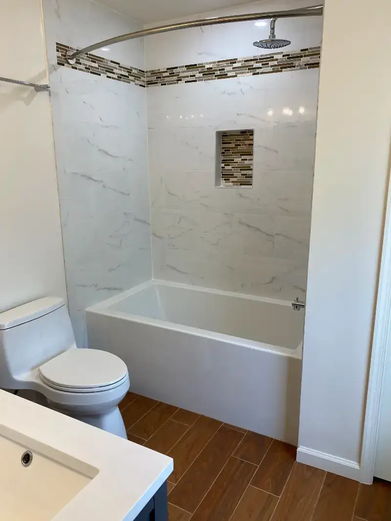 Luxury bathroom renovation in Falls Church, VA with soaking tub.