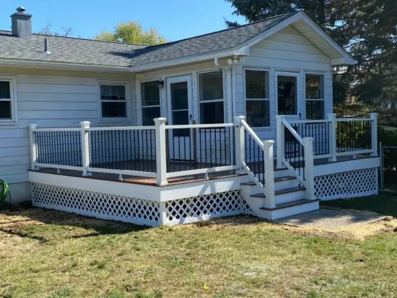 Backyard patio installation in Reston, VA with modern outdoor seating.